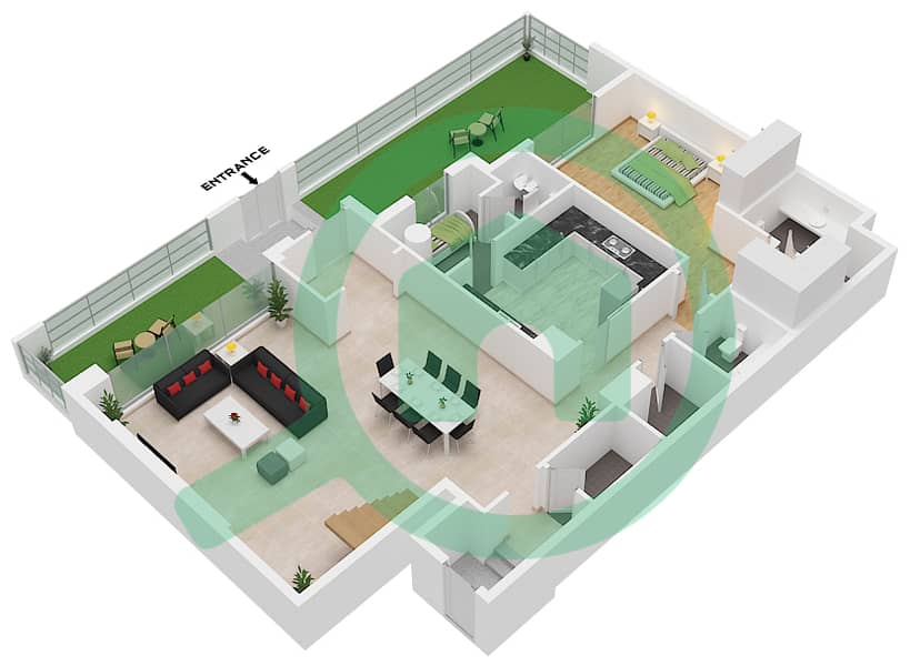 Azure - 3 Bedroom Townhouse Type U3 Floor plan Lower Floor interactive3D