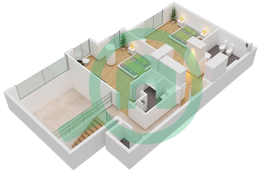 Azure - 3 Bedroom Townhouse Type U3 Floor plan Upper Floor interactive3D