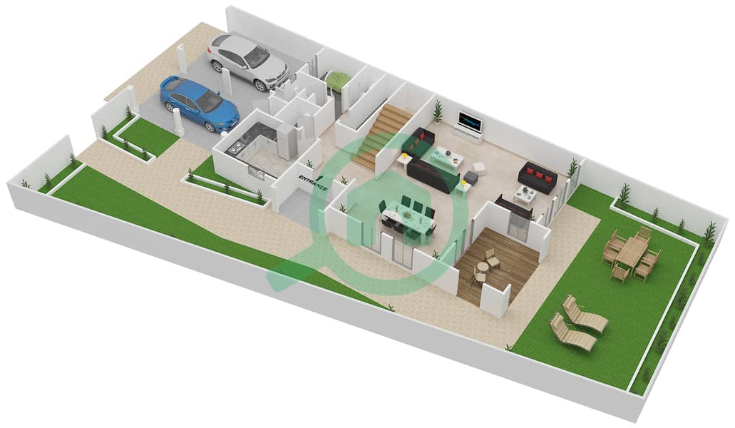 Bloom Gardens - 3 Bedroom Townhouse Type 1D Floor plan Ground Floor interactive3D