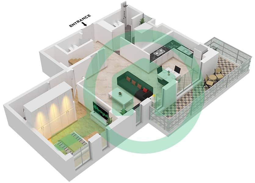 Hayat Boulevard - 4 Bedroom Apartment Type/unit 4A-1 Floor plan Lower Floor interactive3D