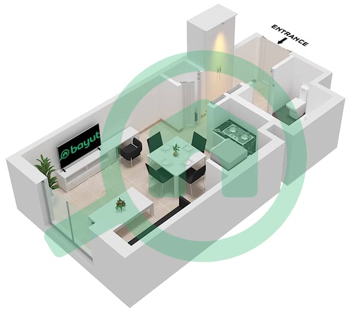 Hayat Boulevard - Studio Apartment Type/unit ST-B Floor plan interactive3D