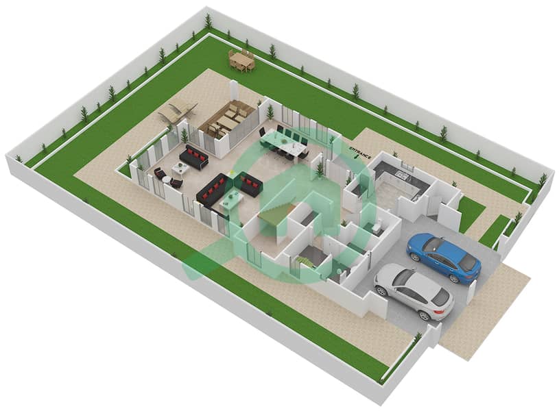 Bloom Gardens - 4 Bedroom Villa Type 1A Floor plan Ground Floor interactive3D