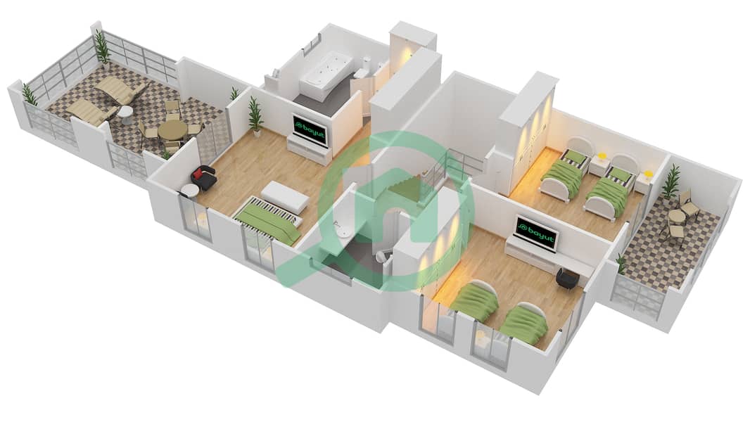 Bloom Gardens - 3 Bedroom Villa Type B Floor plan First Floor interactive3D