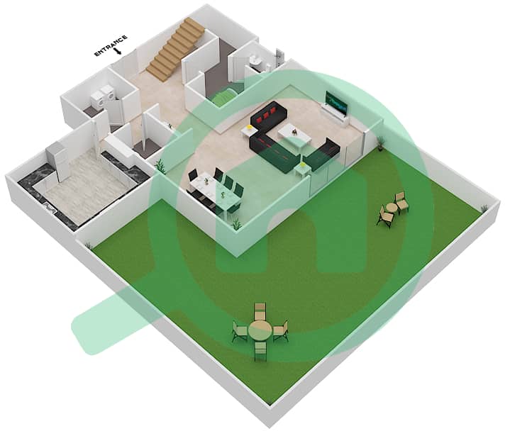 Golf Vista - 3 Bedroom Townhouse Type G-GROUND FLOOR & PODIUM Floor plan Ground Floor interactive3D