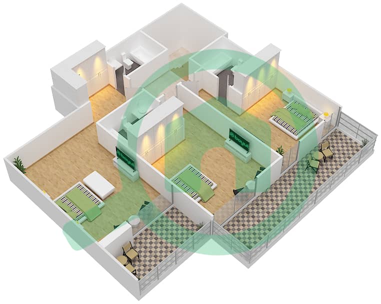 Golf Vista - 3 Bedroom Townhouse Type G-GROUND FLOOR & PODIUM Floor plan Podium Floor interactive3D