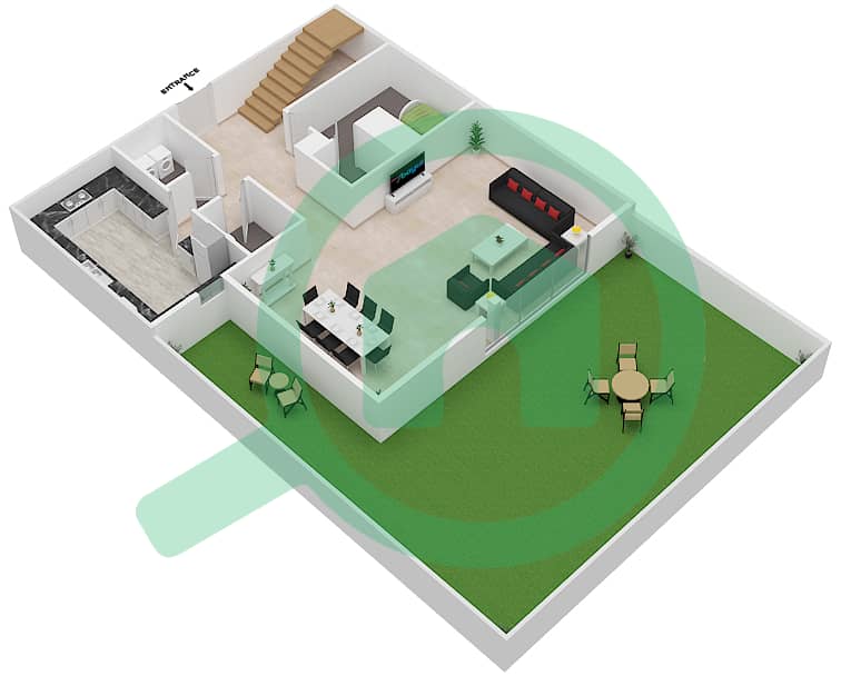 Golf Vista - 3 Bedroom Townhouse Type H-GROUND FLOOR & PODIUM Floor plan Ground Floor interactive3D