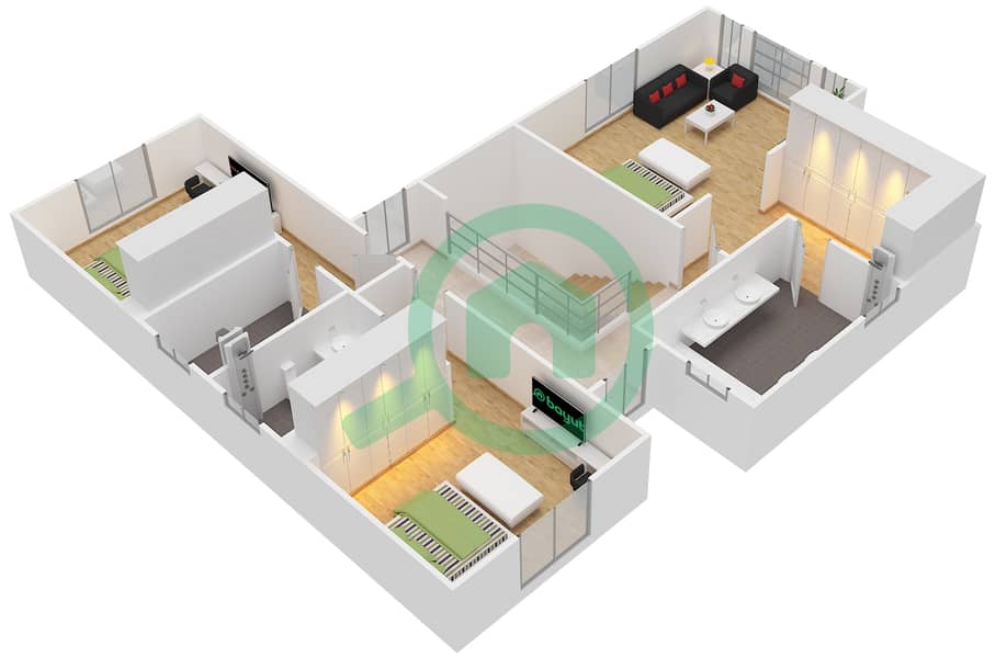 المخططات الطابقية لتصميم النموذج FIRESTONE فیلا 3 غرف نوم - ويسبرنج باينز interactive3D