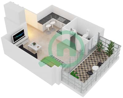 Glitz 1 - Studio Apartment Type F01 Floor plan