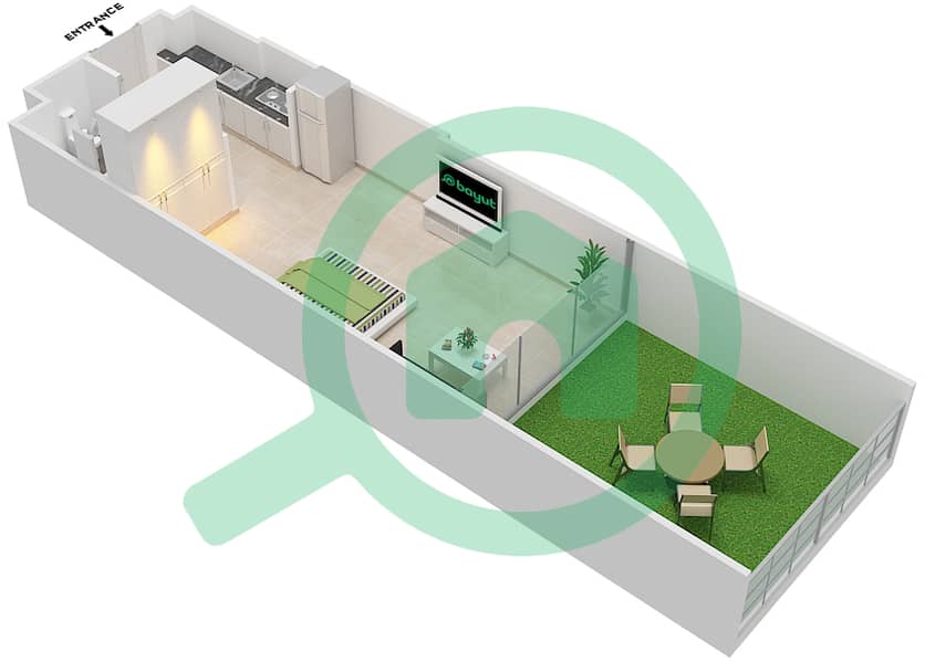 阿齐兹阿利耶公寓 - 单身公寓单位2 FLOOR 1戶型图 Floor 1 interactive3D