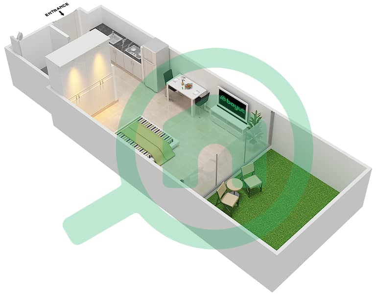 Азизи Алия Резиденс - Апартамент Студия планировка Единица измерения 20 FLOOR 1 Floor 1 interactive3D