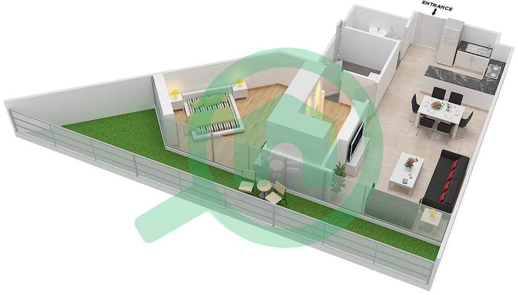 Азизи Алия Резиденс - Апартамент 1 Спальня планировка Единица измерения 22 FLOOR 1 Floor 1 interactive3D