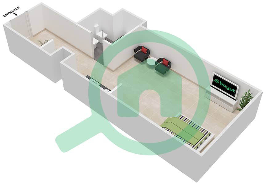 景观公寓大楼 - 单身公寓类型A戶型图 interactive3D