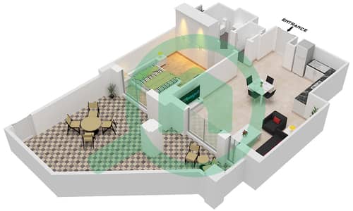 المخططات الطابقية لتصميم النموذج A1 (ASAYEL 1) شقة 1 غرفة نوم - أصايل