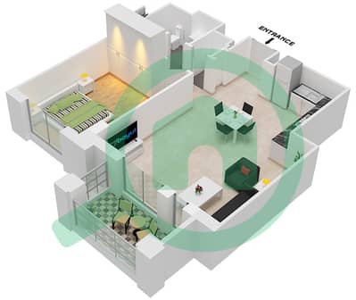 Asayel - 1 Bedroom Apartment Type 1A1 (ASAYEL 1) Floor plan