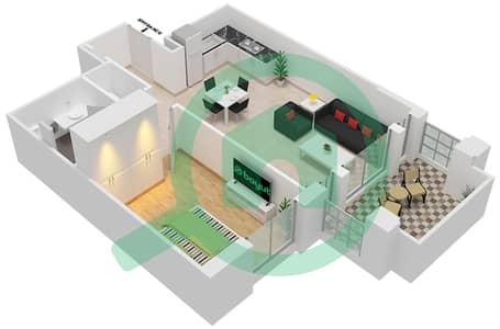 المخططات الطابقية لتصميم النموذج B, FLOOR 1 (ASAYEL 1) شقة 1 غرفة نوم - أصايل