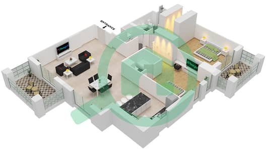 Asayel - 2 Bedroom Apartment Type 1C (ASAYEL 1) Floor plan