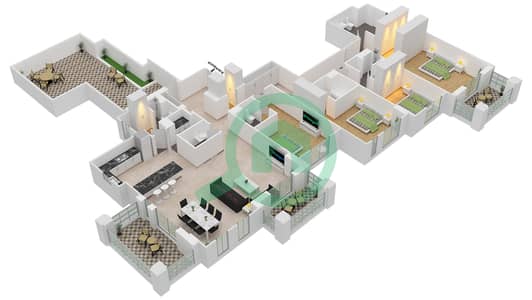 Asayel - 4 Bedroom Apartment Type D, FLOOR 9 (ASAYEL 1) Floor plan