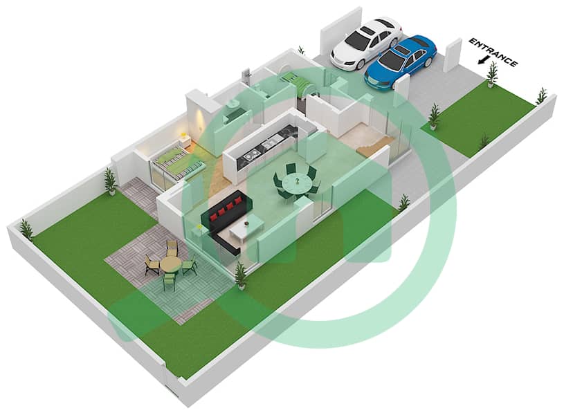 Talia - 4 Bedroom Townhouse Type/unit A / UNIT TH-01 Floor plan Ground Floor interactive3D