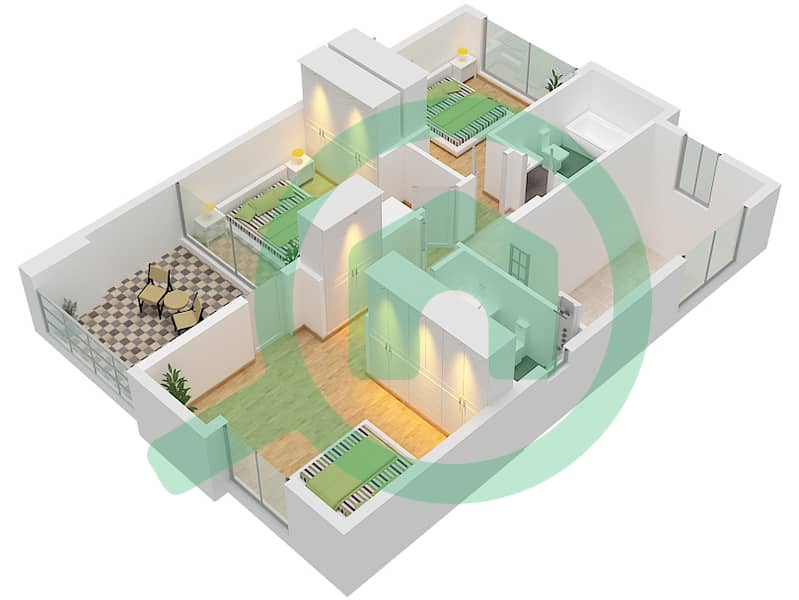 Talia - 4 Bedroom Townhouse Type/unit A / UNIT TH-01 Floor plan First Floor interactive3D