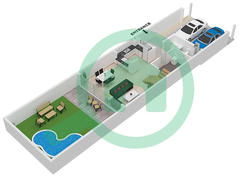 Costa Brava - 3 Bedroom Townhouse Unit UNIT-LTH-3B-M Floor plan Ground Floor interactive3D