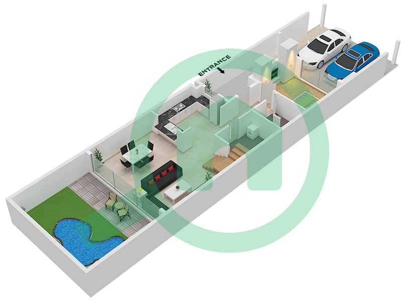 Costa Brava - 4 Bedroom Townhouse Unit UNIT-LTH-4B-M Floor plan Ground Floor interactive3D