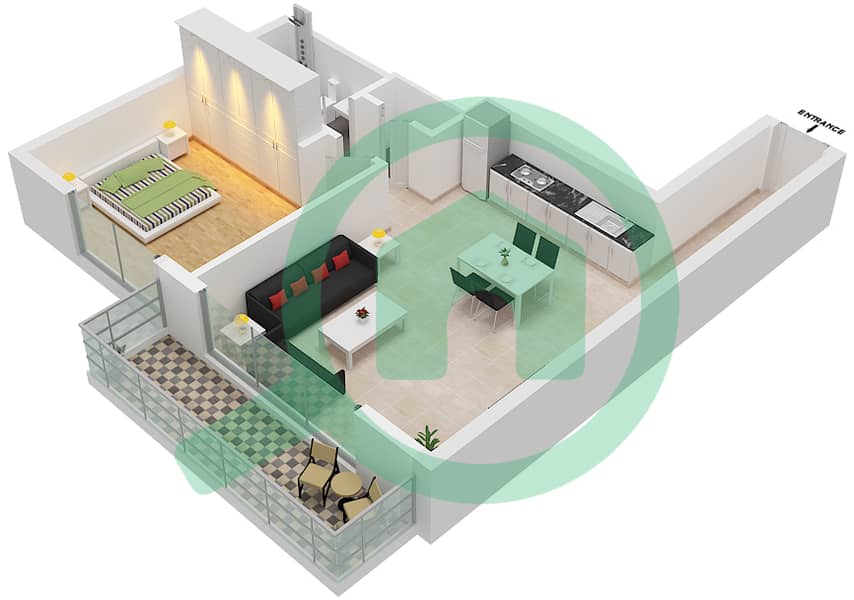 المخططات الطابقية لتصميم النموذج / الوحدة 01A/2 شقة 1 غرفة نوم - لافي Floor 1-22,25-34 interactive3D