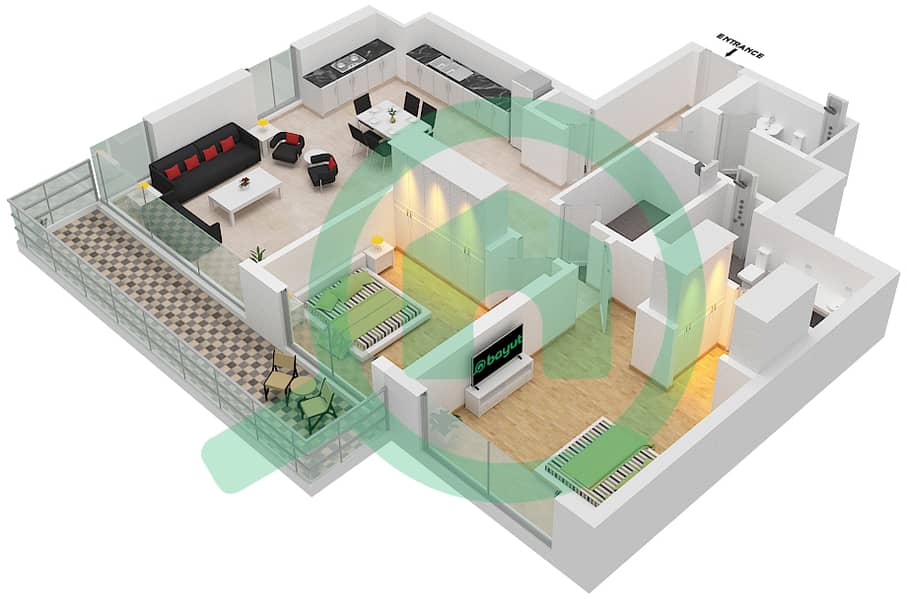 La Vie - 2 Bedroom Apartment Type/unit 02B/6 Floor plan Floor1-10 interactive3D