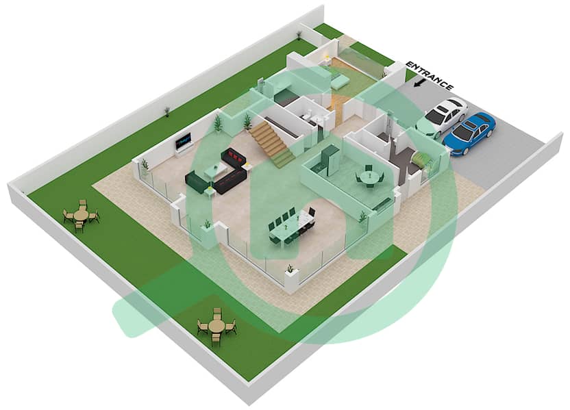 Коста Брава - Таунхаус 5 Cпальни планировка Единица измерения UNIT-LV-3B Ground Floor interactive3D