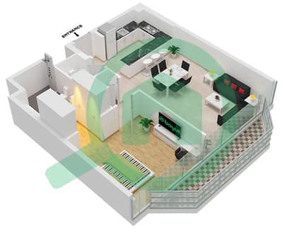 المخططات الطابقية لتصميم النموذج A شقة 1 غرفة نوم - مساكن اللوفر أبوظبي
