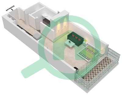 المخططات الطابقية لتصميم النموذج A شقة استوديو - مساكن اللوفر أبوظبي