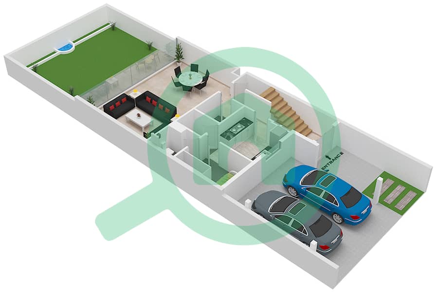 Sanctnary - 4 Bedroom Villa Unit XU-B1 Floor plan Ground Floor interactive3D