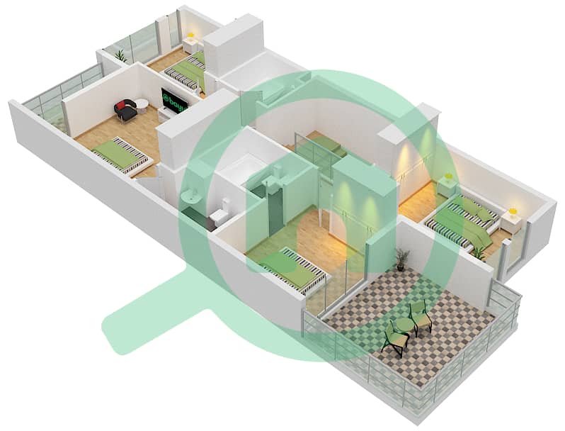 Sanctnary - 4 Bedroom Villa Unit XU-B1 Floor plan First Floor interactive3D
