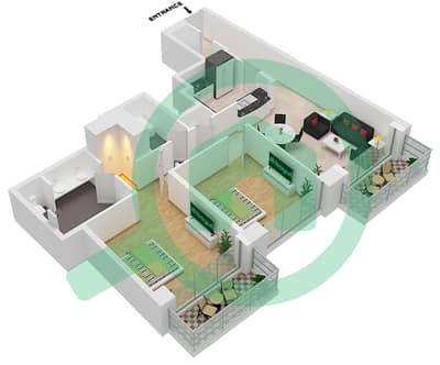 المخططات الطابقية لتصميم التصميم 02-LEVEL 24-25 شقة 2 غرفة نوم - برج ستاند بوينت 1