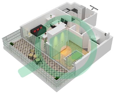 المخططات الطابقية لتصميم النموذج A شقة 1 غرفة نوم - المارية فيستا 2