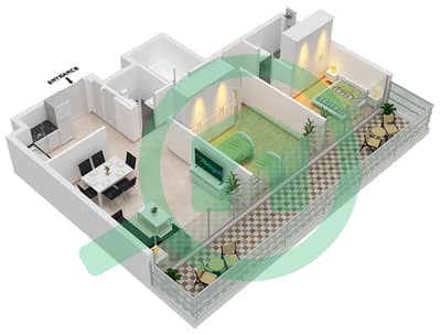 المخططات الطابقية لتصميم النموذج A شقة 2 غرفة نوم - المارية فيستا 2