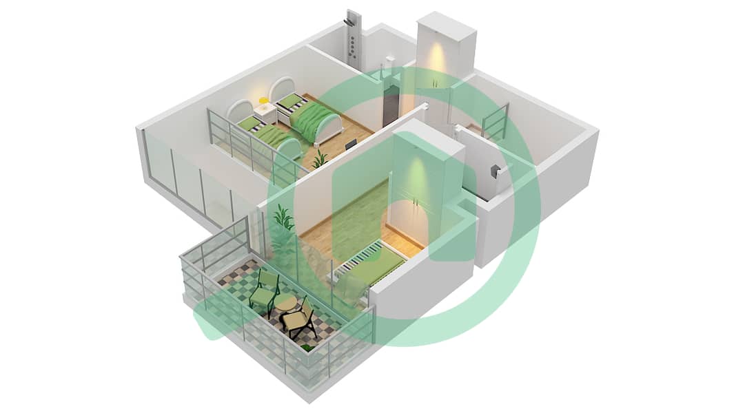 阿尔玛丽亚景致2号公寓 - 3 卧室公寓类型A戶型图 Upper Floor interactive3D