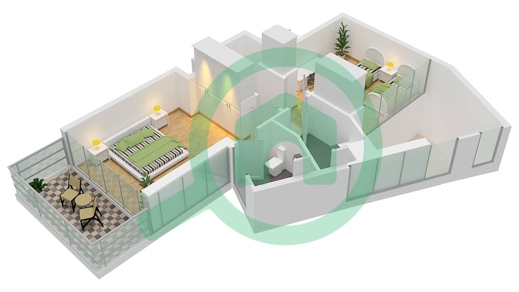 Al Maryah Vista 2 - 3 Bedroom Apartment Type B Floor plan Upper Floor interactive3D