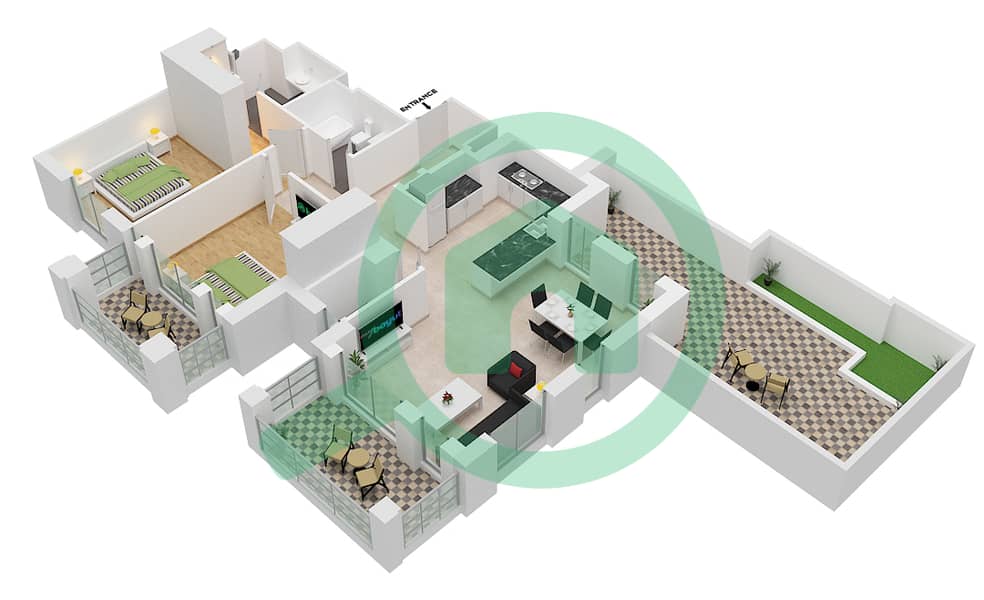 Asayel Building 1 - 2 Bedroom Apartment Type F /  FLOOR 10 Floor plan Floor 10 interactive3D