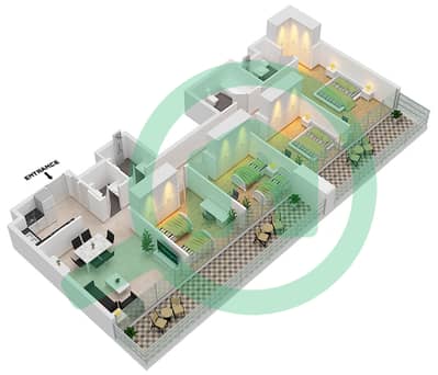 المخططات الطابقية لتصميم النموذج D شقة 4 غرف نوم - المارية فيستا 2