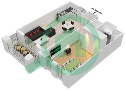 المخططات الطابقية لتصميم النموذج 1A (ASAYEL 2) شقة 1 غرفة نوم - أصايل