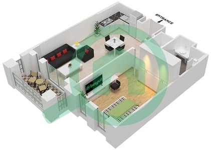 المخططات الطابقية لتصميم النموذج 3A (ASAYEL 2) شقة 1 غرفة نوم - أصايل