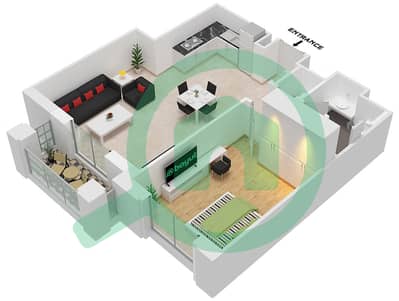 阿萨伊尔小区 - 1 卧室公寓类型1A,FLOOR 1-5 (ASAYEL 2)戶型图