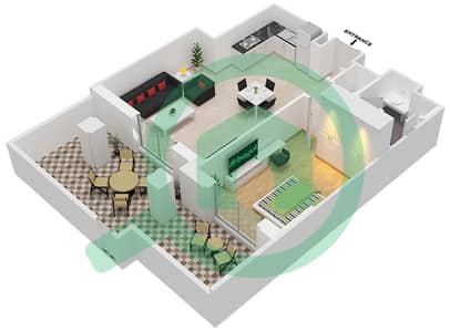 المخططات الطابقية لتصميم النموذج 1A1 (ASAYEL 2) شقة 1 غرفة نوم - أصايل
