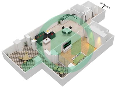 المخططات الطابقية لتصميم النموذج 1E (ASAYEL 2) شقة 1 غرفة نوم - أصايل