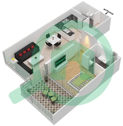 المخططات الطابقية لتصميم النموذج Z-POOL DECK شقة 1 غرفة نوم - جولف فيستا