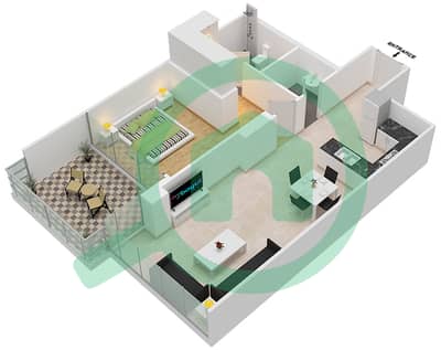 المخططات الطابقية لتصميم النموذج B1-POOL DECK شقة 1 غرفة نوم - جولف فيستا