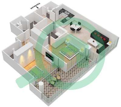 المخططات الطابقية لتصميم النموذج C1-POOL DECK شقة 2 غرفة نوم - جولف فيستا