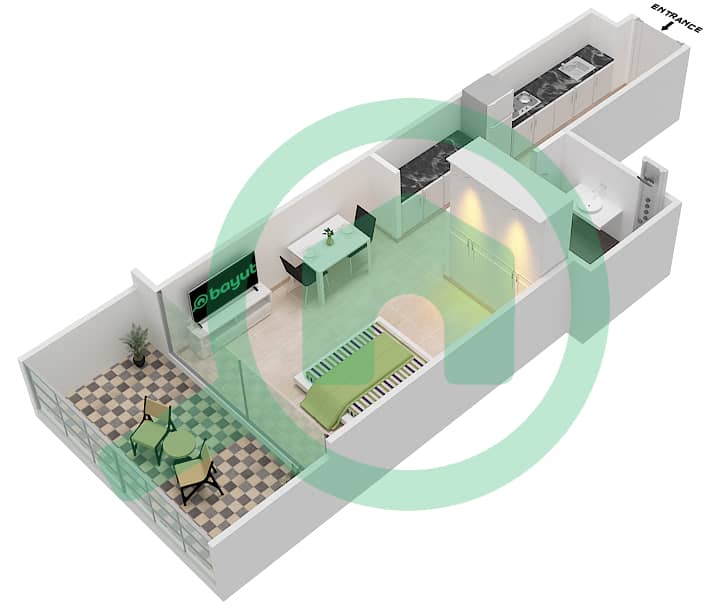 Golf Vista - Studio Apartment Type N-POOL DECK Floor plan Pool Deck interactive3D