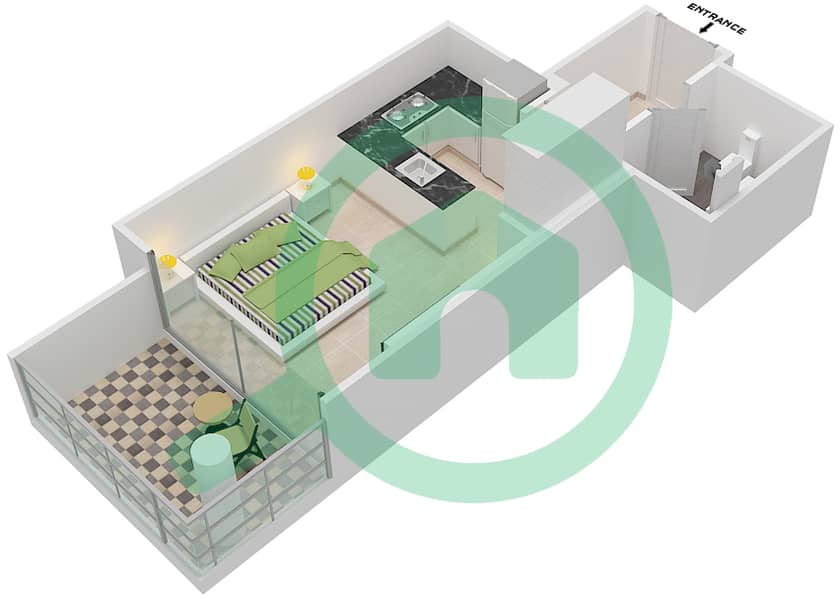 Golf Vista - Studio Apartment Type S-POOL DECK Floor plan Pool Deck interactive3D
