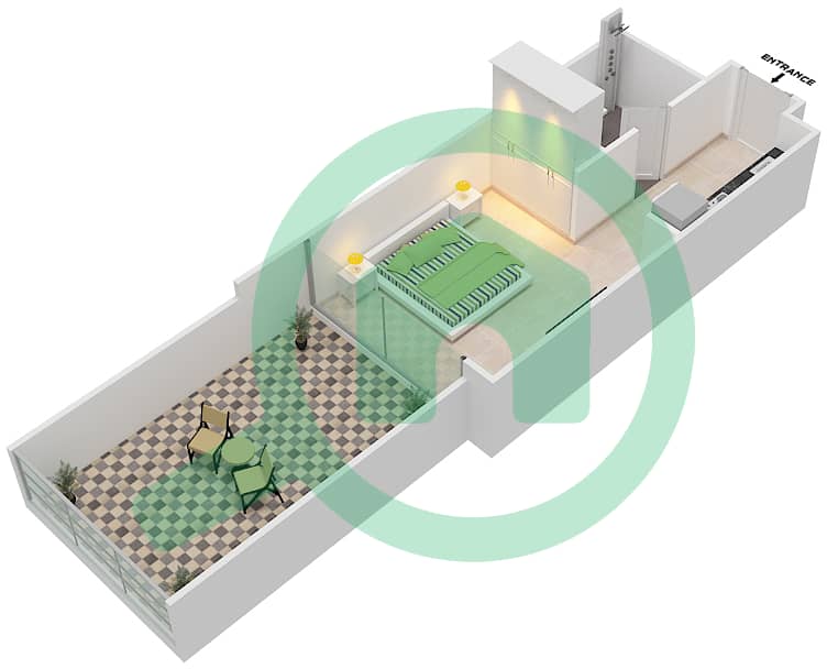 المخططات الطابقية لتصميم النموذج W-POOL DECK شقة استوديو - جولف فيستا Pool Deck interactive3D